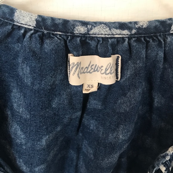 Madewell Chambray Blouse XS Blue White Spring - Picture 5 of 6